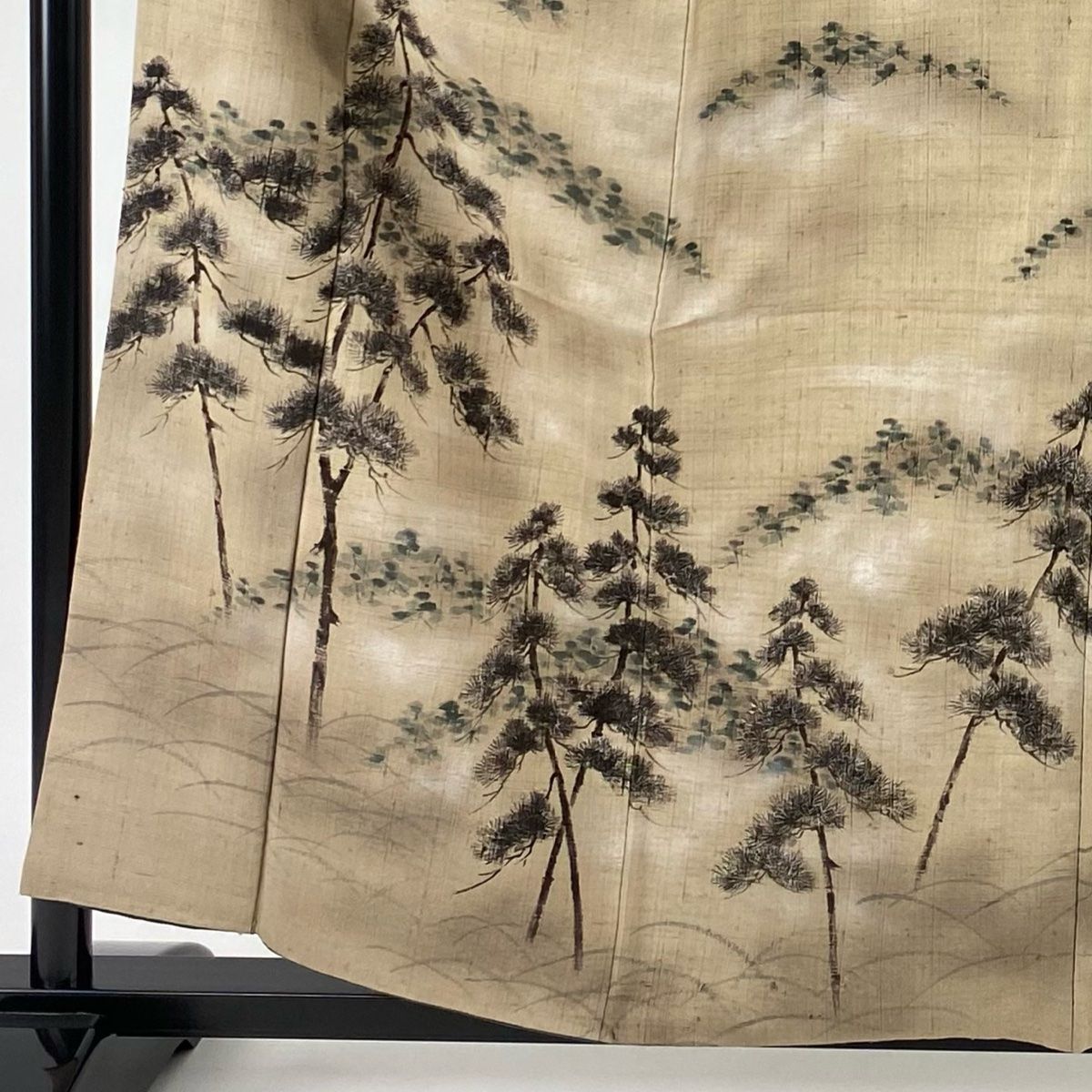 在庫一掃】 訪問着 身丈159cm 裄丈63.5cm M 袷 紬地 落款 松林 芝 灰茶  