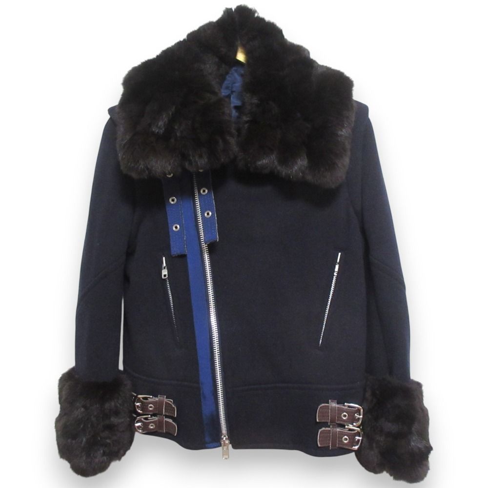Sacai サカイ ライダース×ウールコート ネイビー×レッド サイズ1 Sacai サカイ ライダース×ウールコート ネイビー×レッド サイズ1