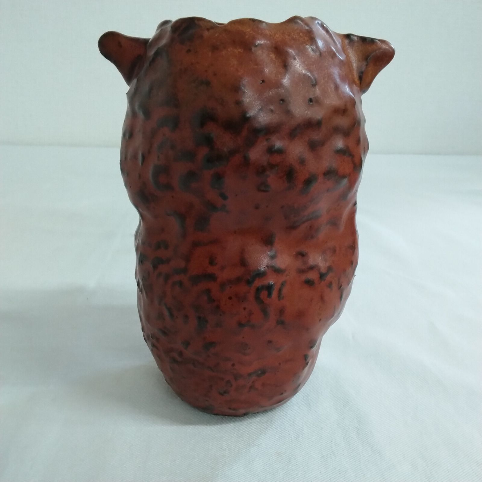 花器 吊り花器 花瓶 柿釉花生 村岡修至作 フラワーベース 陶芸品 共箱