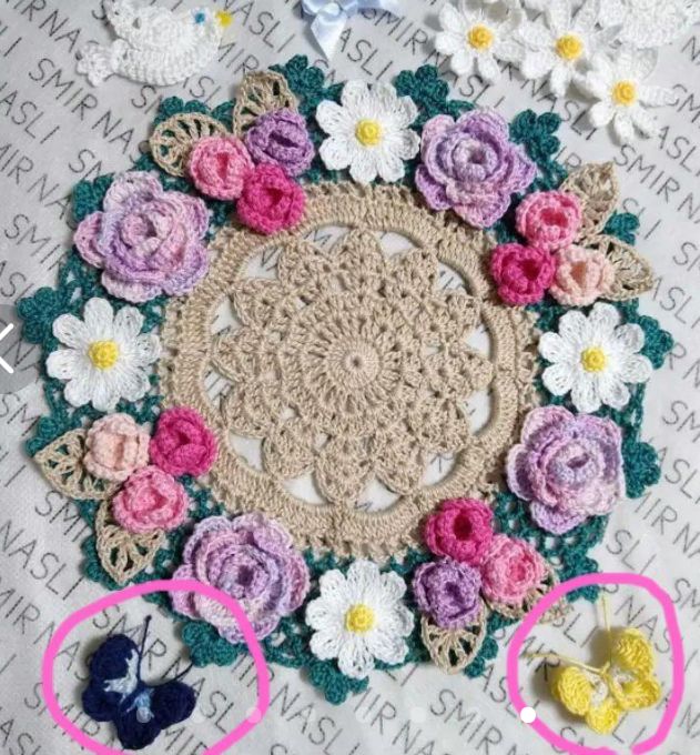 Taro♡ ✿ドイリー2種 ハンドメイド レース編み Taro♡ ✿ドイリー2種