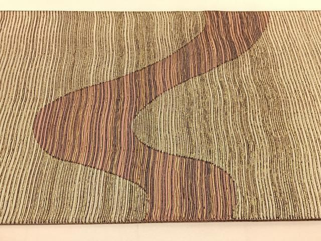 平和屋着物○六通柄袋帯 もじり織 吉祥文 黒地 金糸 正絹 逸品