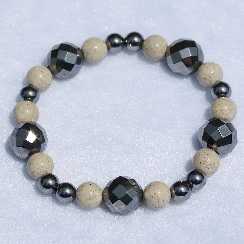 高純度タイプ 台湾北投石12mm 水晶平カットブレスレットラジウム