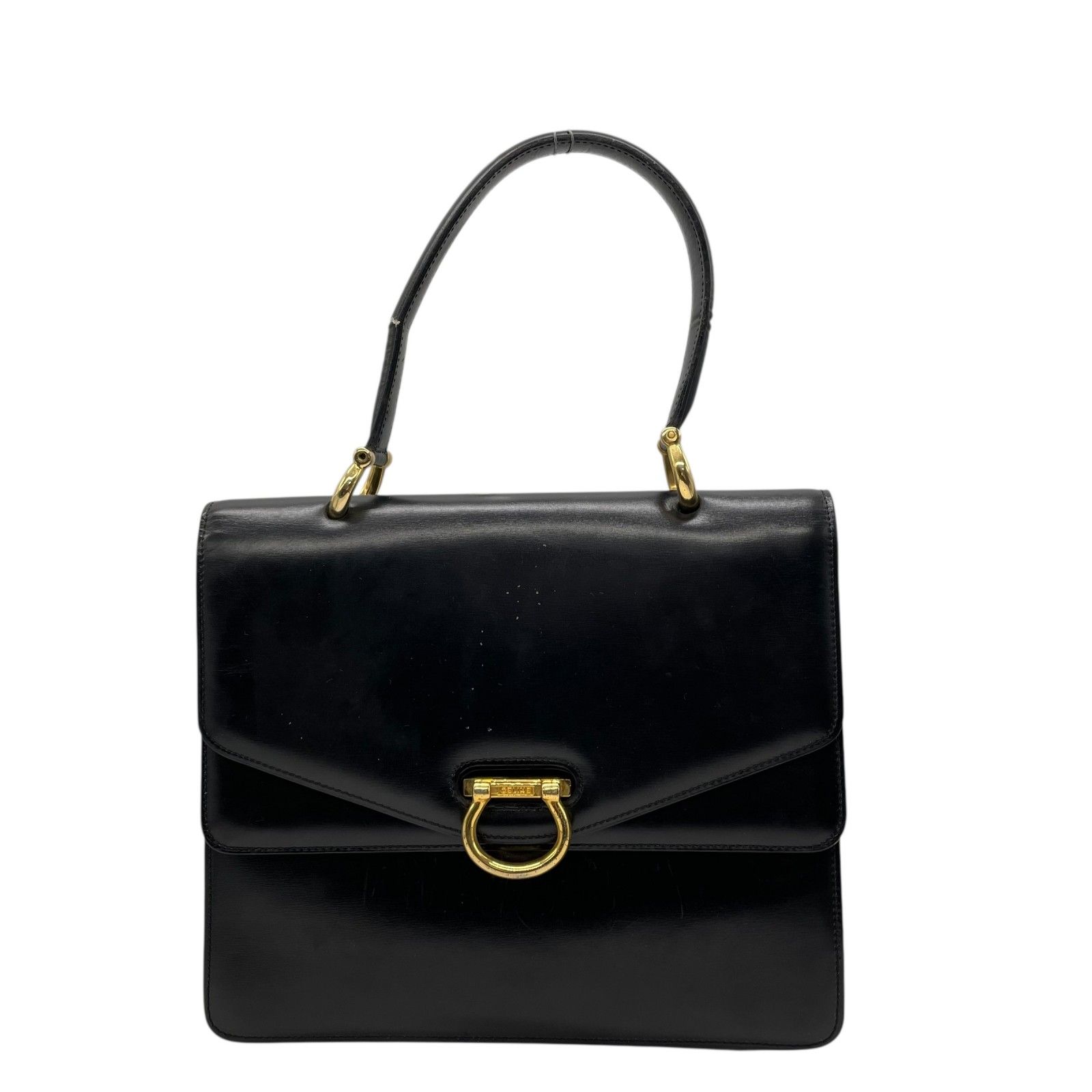 CELINE セリーヌ ハンドバッグ レザー 黒 ブラック ゴールド金具