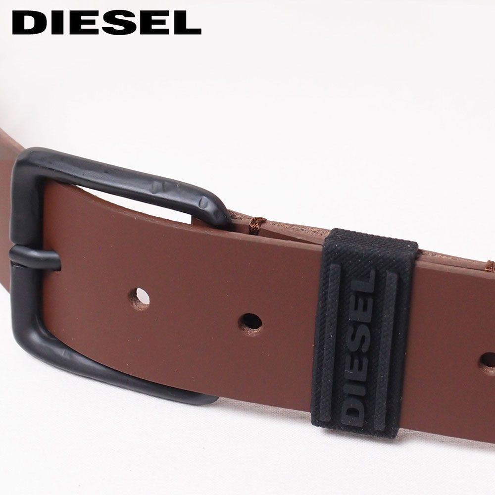 超美品❤️ DIESELディーゼル　DIESELロゴ牛革レザーベルト　ブラウン DIESEL ディーゼル レザー＆ラバー ベルト ブラウン 90 - メルカリ