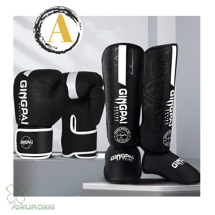 2点セット ボクシンググローブ シンガード 格闘技 武道 空手 キックボクシング 総合格闘 防具 プロテクター 2509 leggd 19 番号-A