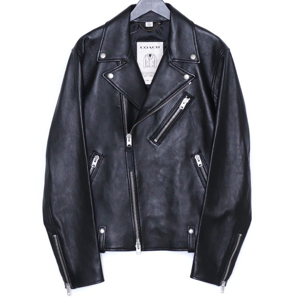 COACH ブラック レザージャケット S CQ829 COACH ブラック レザー