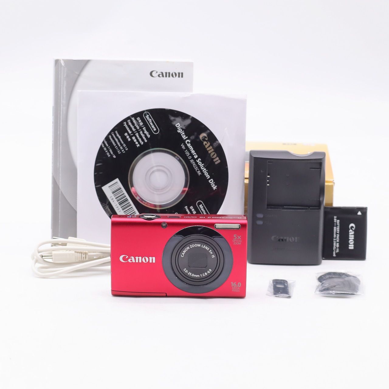 Canon PowerShot A3400IS レッド 光学5倍ズーム 薄型 軽量 コンパクト 