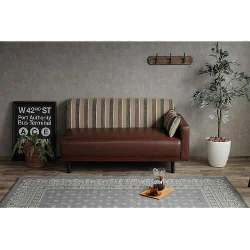 ソファ 幅128 二人掛けソファ ベンチソファ ストライプ ローソファ 脚外せる 片肘掛け ひじ掛け ダイニングソファ 2Pソファ 2人用ソファ リビング ダイニング ワンルーム 一人暮らし おしゃれ