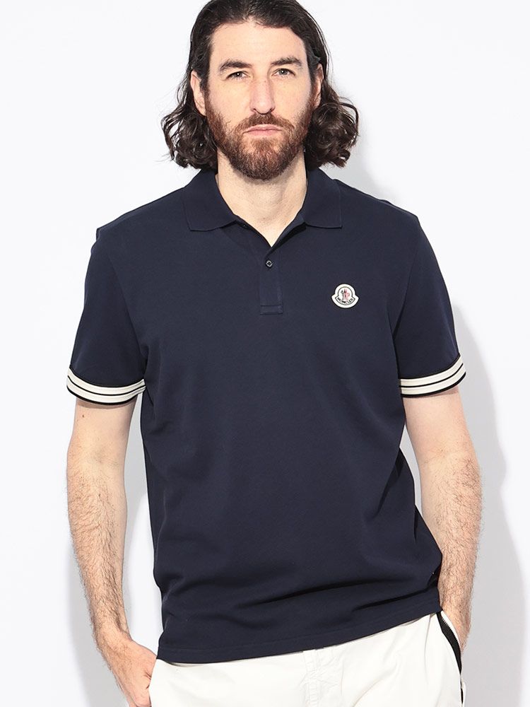 MONCLER (モンクレール) 袖ライン ワンポイント 半袖 ポロシャツ