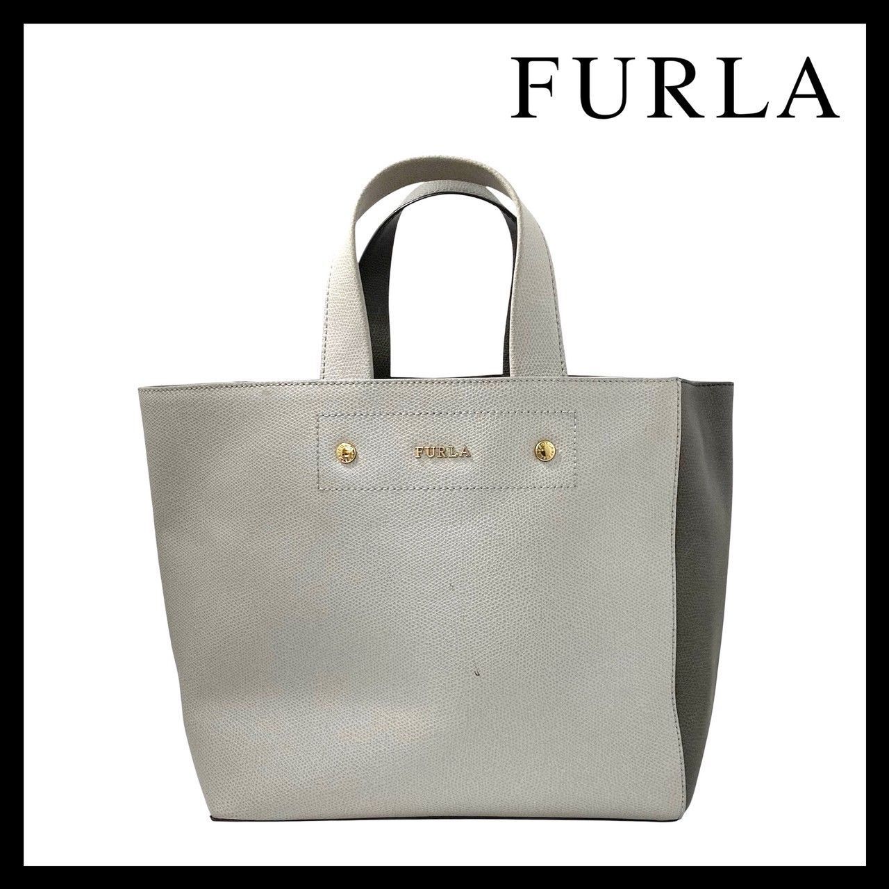 FURLA】トートバッグ レザー バイカラー グレー ハンドバッグ フルラ 
