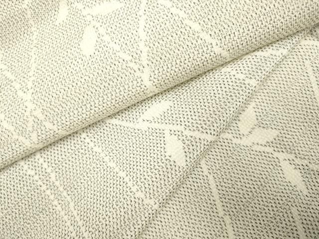 平和屋着物▽本塩沢 単衣 枝葉文 やまと誂製 正絹 逸品 未