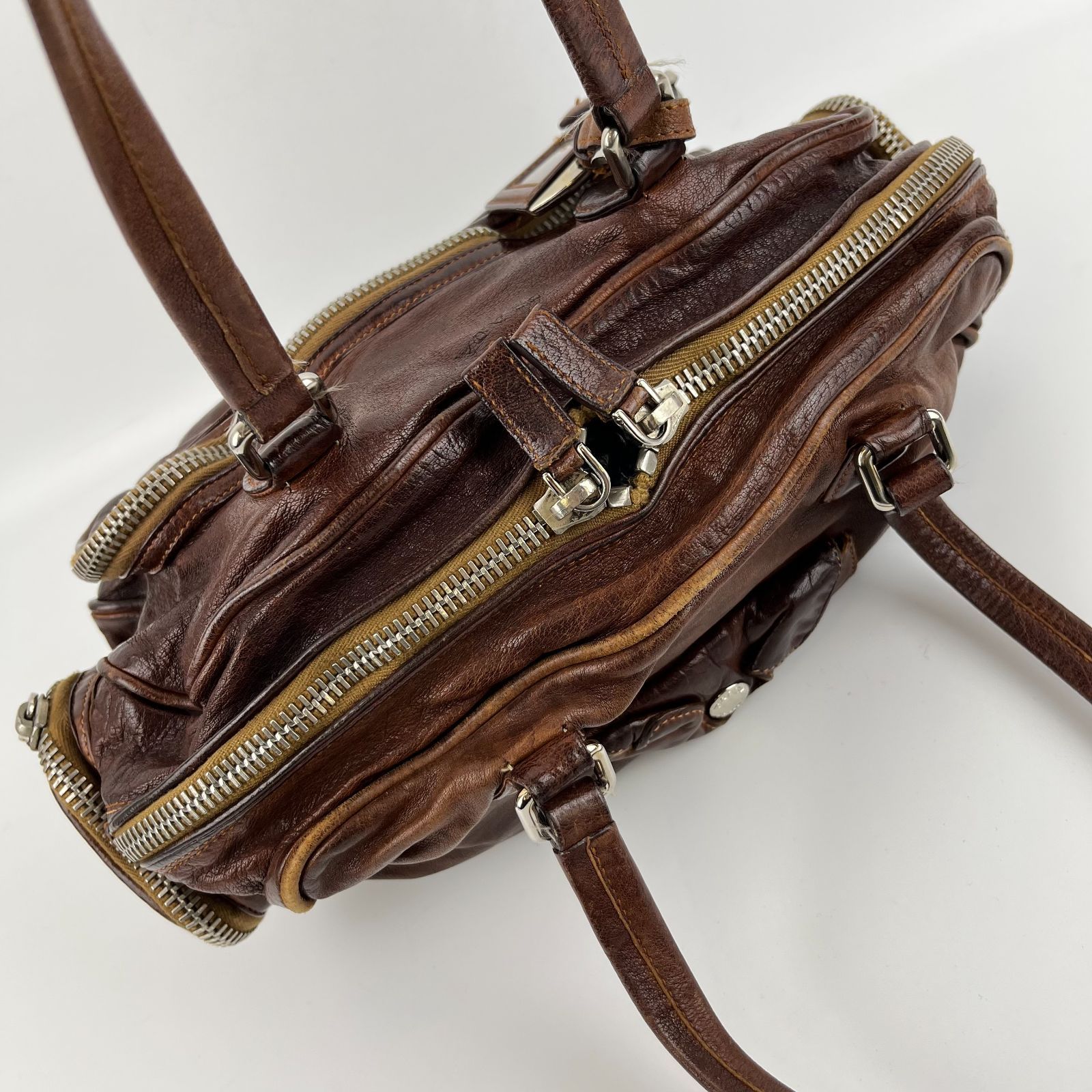 PRADA プラダ ショルダーバッグ 肩掛け ブラウン レザー レディース  