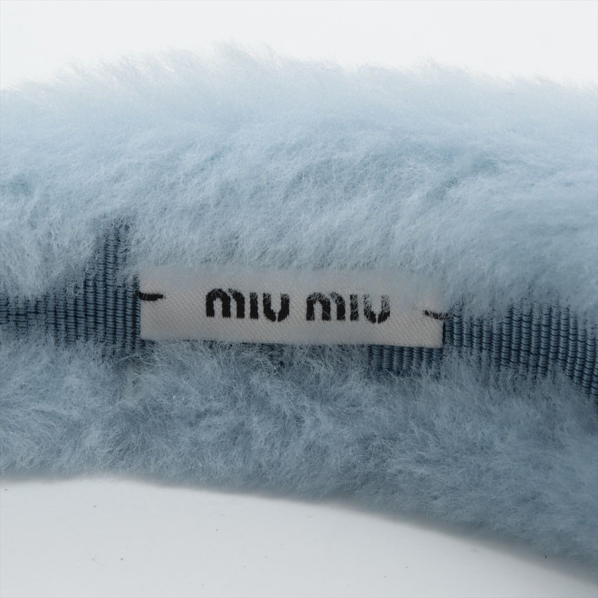 1円 新品同様 ミュウミュウ ロゴ ファー カチューシャ ヘア  