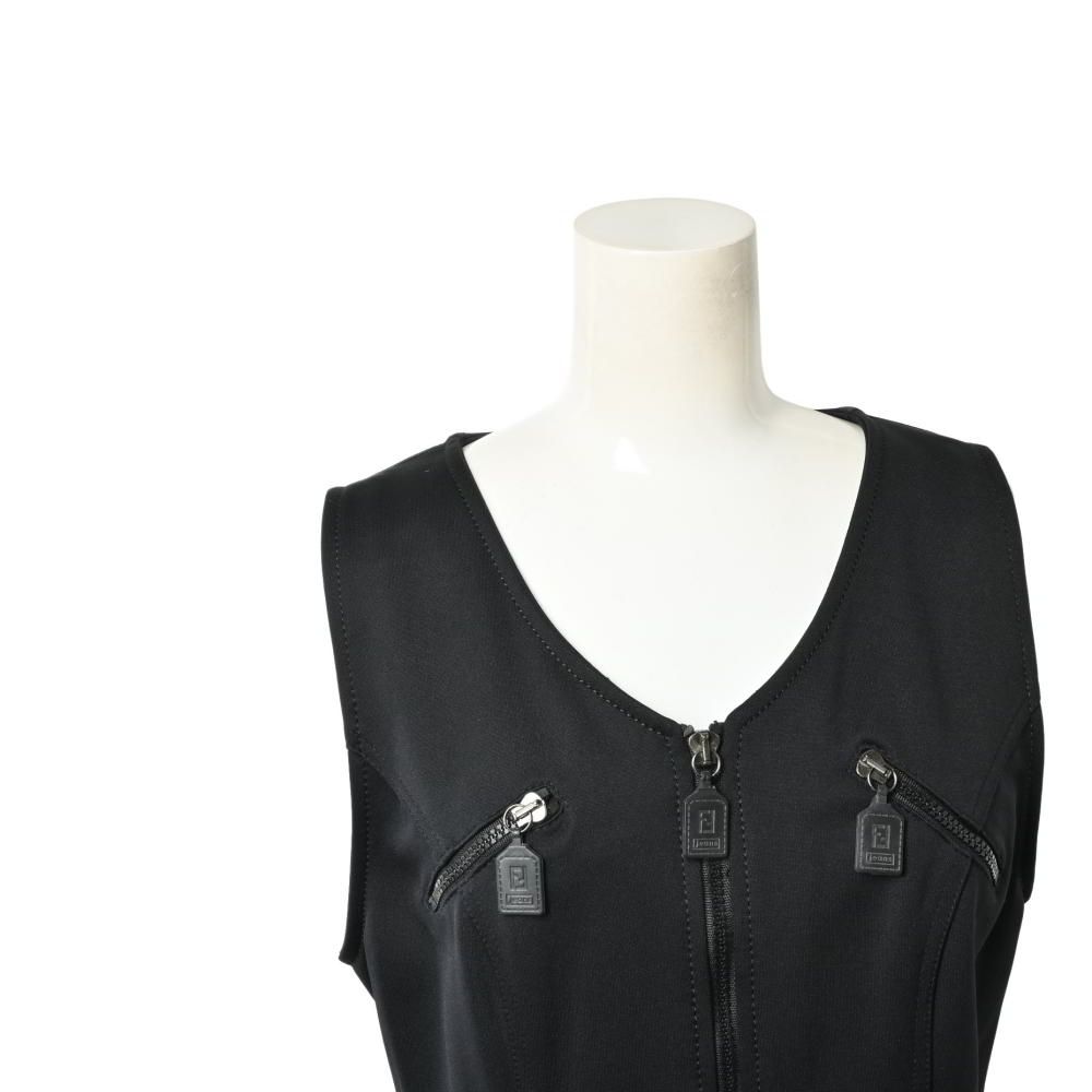 FENDI ヴィンテージ バックロゴ ジップ ノーズリーブ ワンピース  