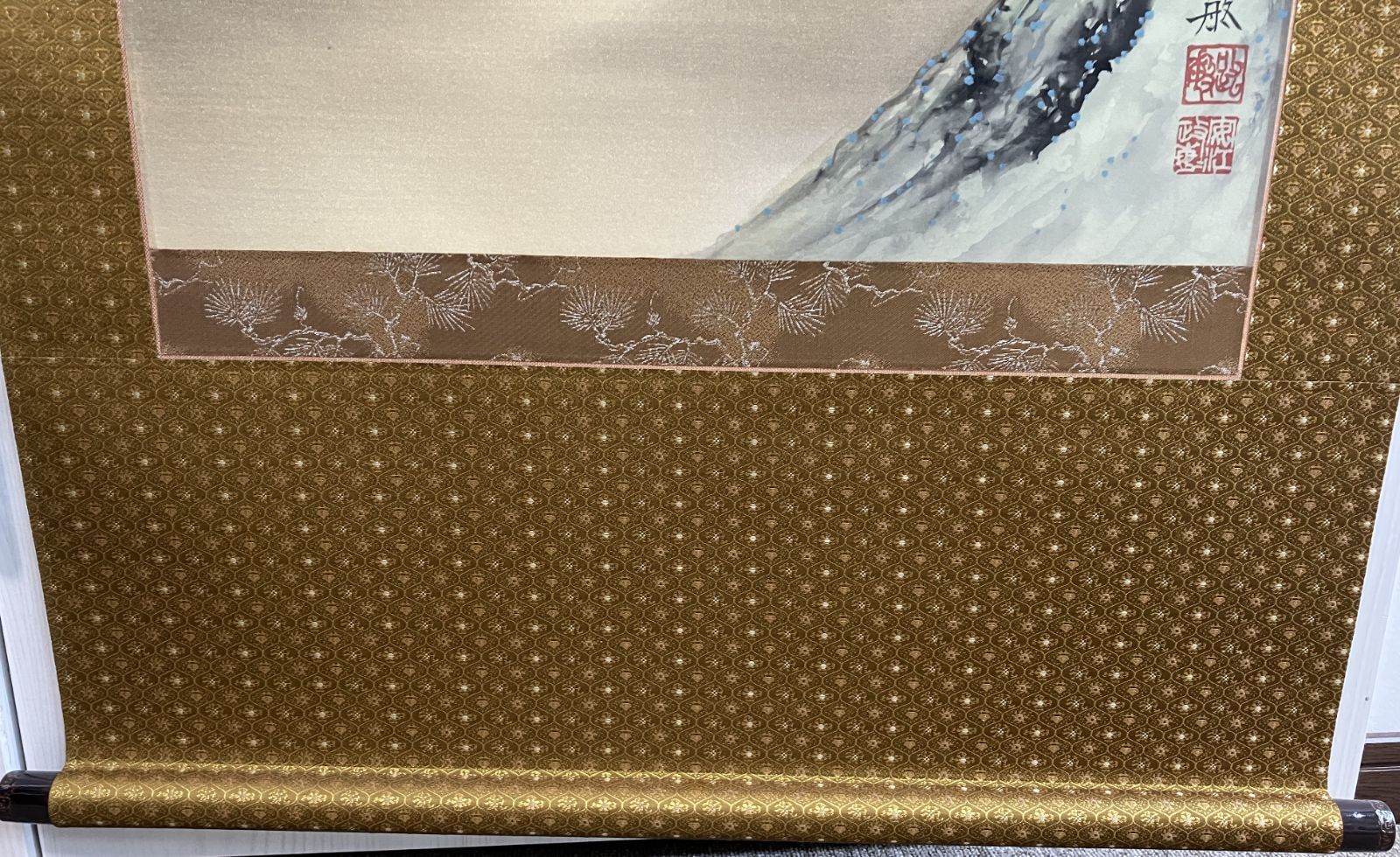 特別値下げ！！掛け軸 安江政敏作「月がござる」肉筆画 尺八立