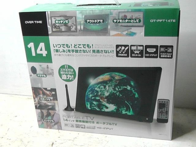 OVER TIME ポータブルテレビ OT-PFT14TE 9inch ワンセグ フルセグ HDMI 録画機能付き ポータブルTV
