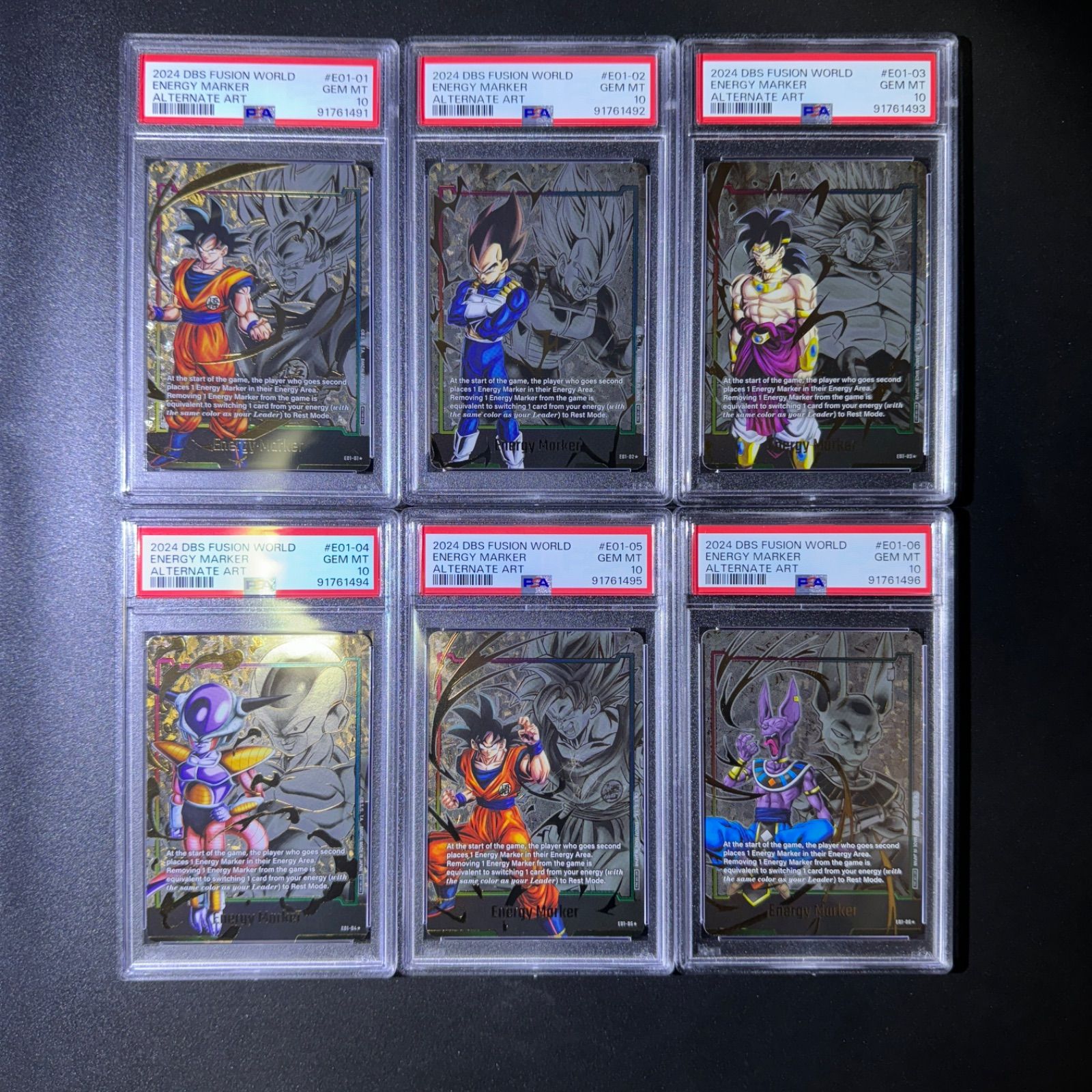 【PSA10 12連番】ドラゴンボール エナジーマーカー　パラレル　コンプ 全種類　英語版　GOLD