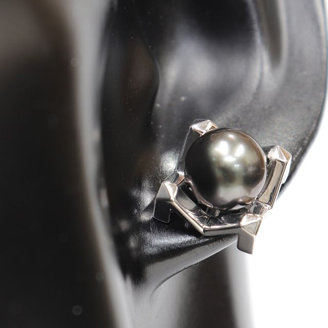 クリーニング済 ミキモト MIKIMOTO M ブラックパール ピアス K18 WG ホワイト ゴールド PE-1725YU ミキモト ピアス ミキモト パールピアス レディース ブランドジュエリー アクササリー earring 8921 SIROKUMA-CORPORATION_COM