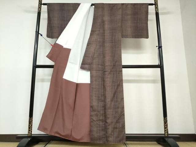 平和屋着物●上質な紬　霞間道　正絹　逸品　DAAZ5087du 平和屋着物○上質な紬 間道 正絹 逸品 未使用 AAAZ4947ph