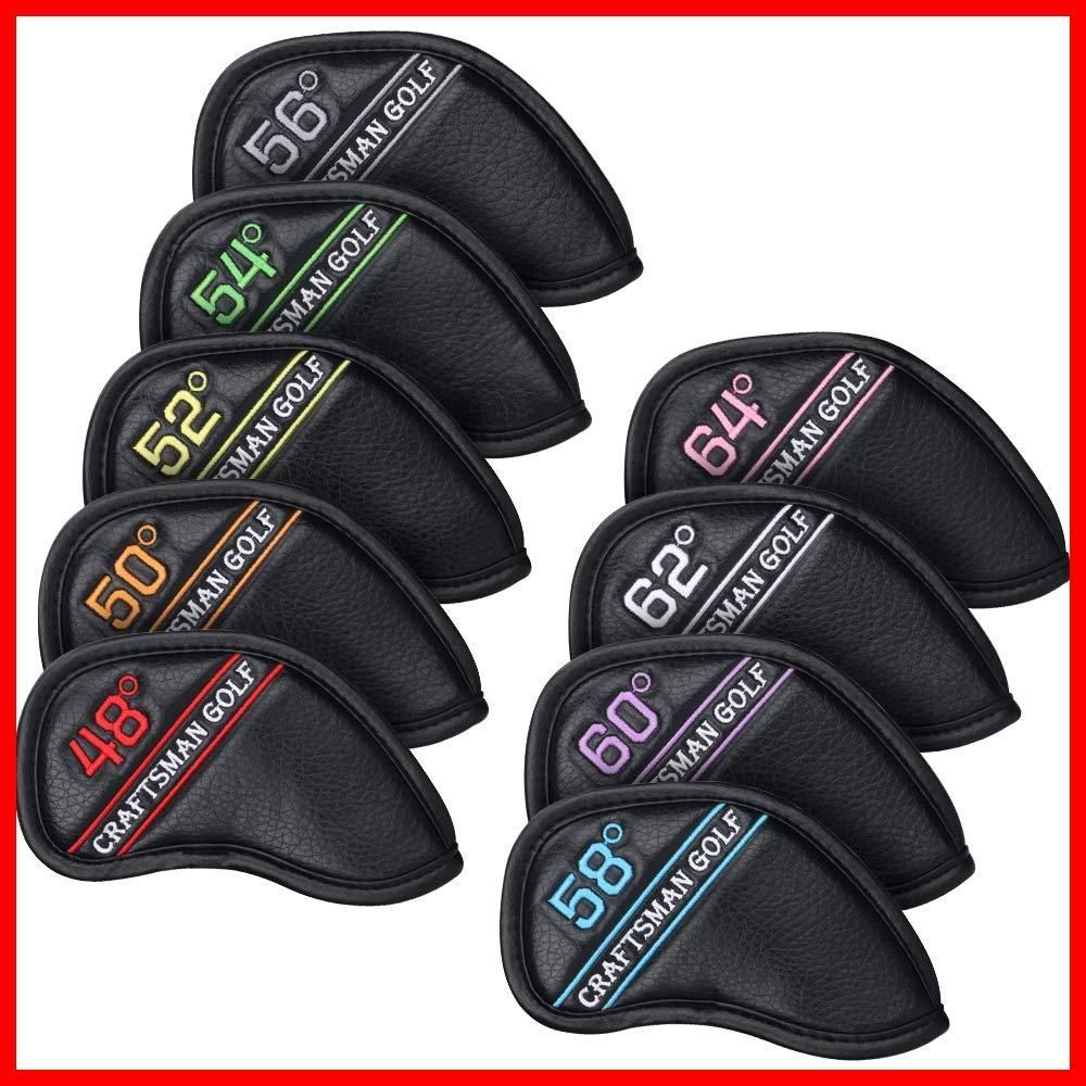 【大特価】CRAFTSMAN(クラフトマン) ゴルフアイアンカバー ウェッジカバー クラブヘッドカバー カラフル数字 合成皮革 マジックテープ開閉