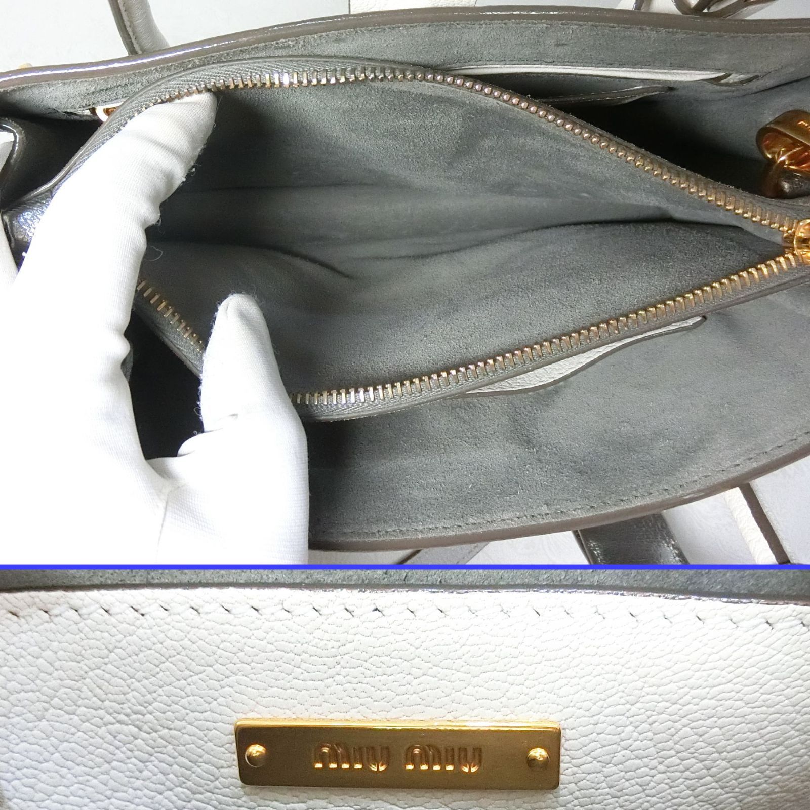 ミュウミュウ miu miu マドラス 2WAYショルダーバッグ 5BA104 グレー 