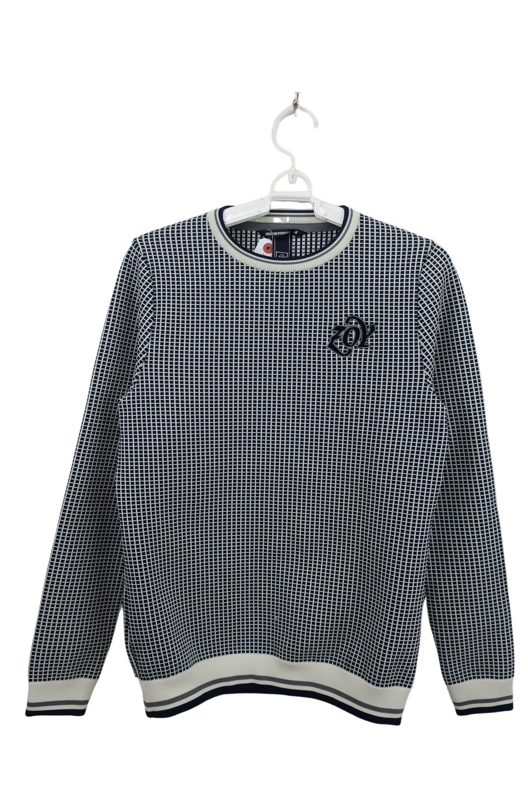 ZOY ゾーイ トレーナー-スカート セットアップ ネイビー白チェック レディース 38 ゴルフウェア 2509-0113