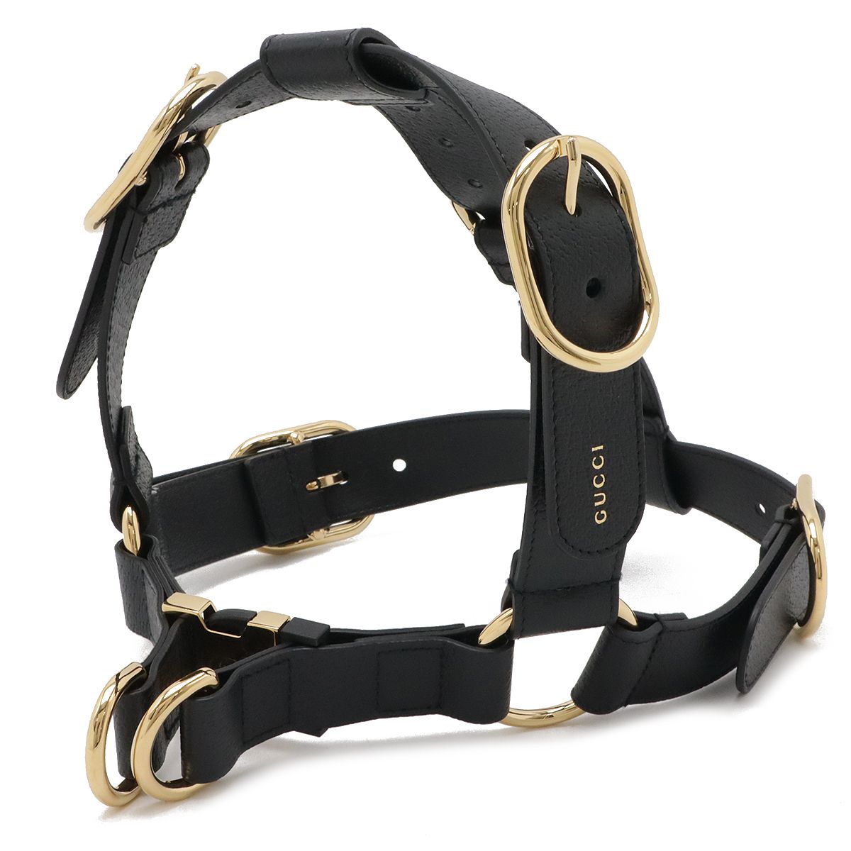 Gucci レザー犬用首輪 黒 グッチ 首輪 ec-21388 ブラック インターロッキング 692943 未