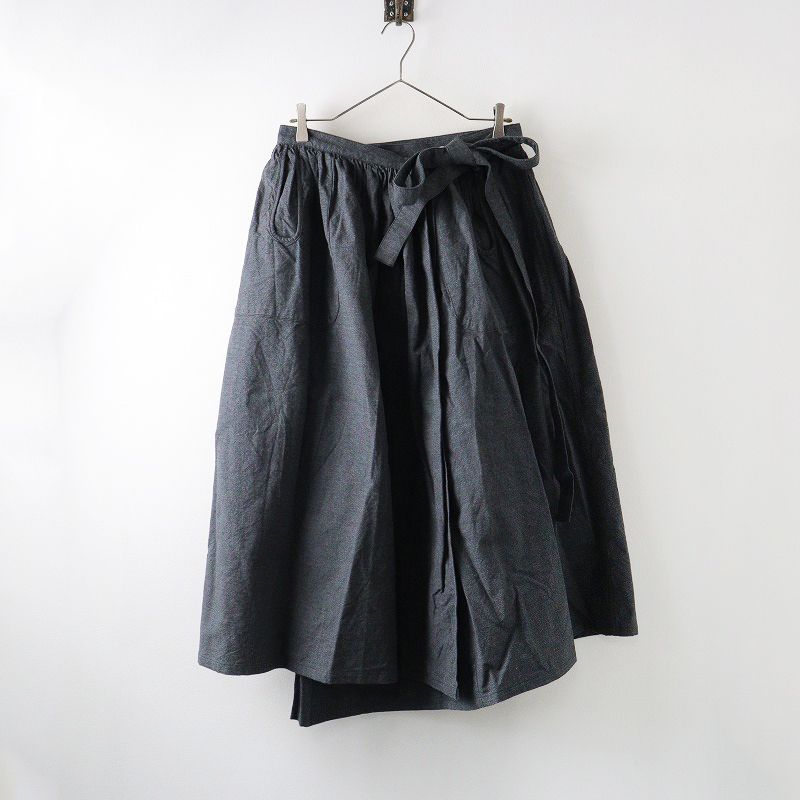定価44000円 ウティ OUTIL JUPE ISSOIRE ボリューム コットンラップスカート 0|チャコールグレー 巻き ギャザー 2400014375053