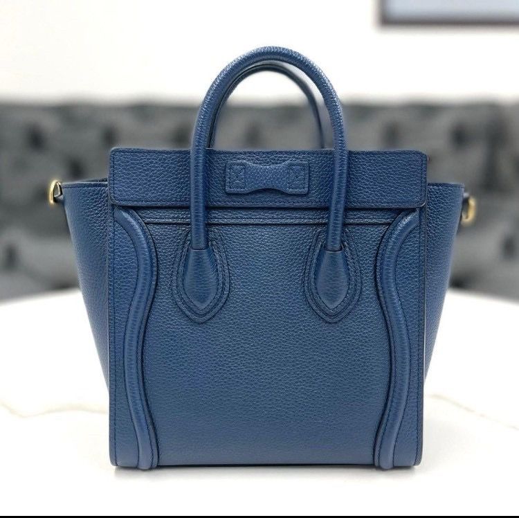【美品】セリーヌ ラゲージ ナノ 2way ショルダー レザー 水色系 CELINE - CELINE 美品 青 2wayラゲージ ナノショッパー レザー