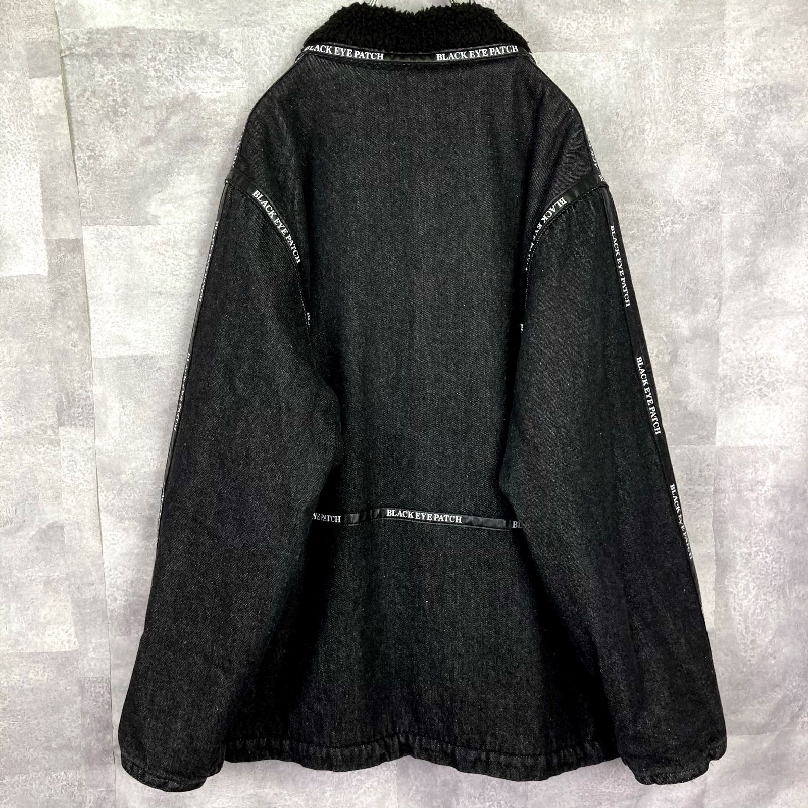 状態良好☆ブラックアイパッチ ロゴテープデニムランチコート Mサイズ  
