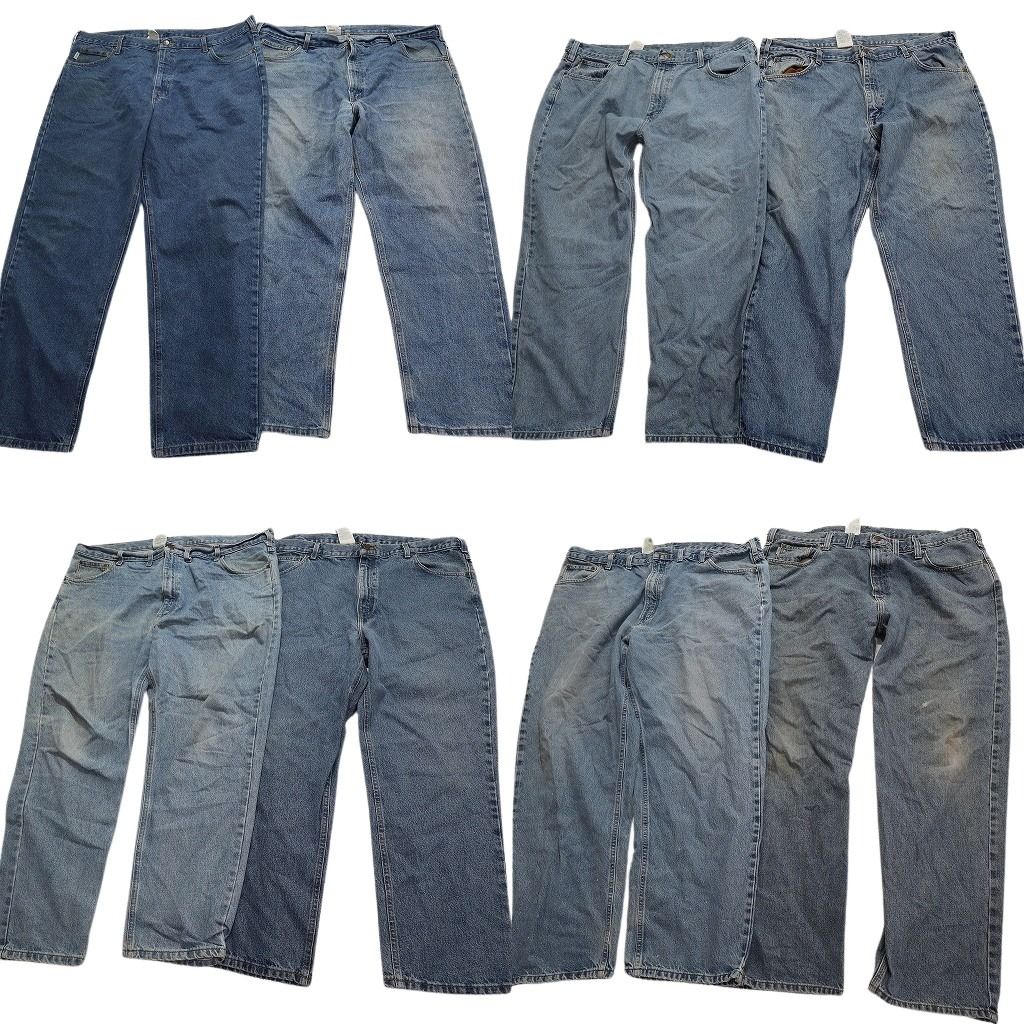 古着卸 カーハート Carhartt デニム パンツ 8枚セット メンズ 44 |42 インディゴブルー 革パッチ アメカジ 古着 NA3406