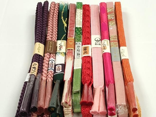 平和屋着物●和装小物　帯締め10本　冠組　佐賀錦　くみひも　金銀糸　逸品　未使用　DAAT0691by 平和屋着物○和装小物 帯締め10本 高麗組 笹浪組 佐賀錦 手組紐 くみ