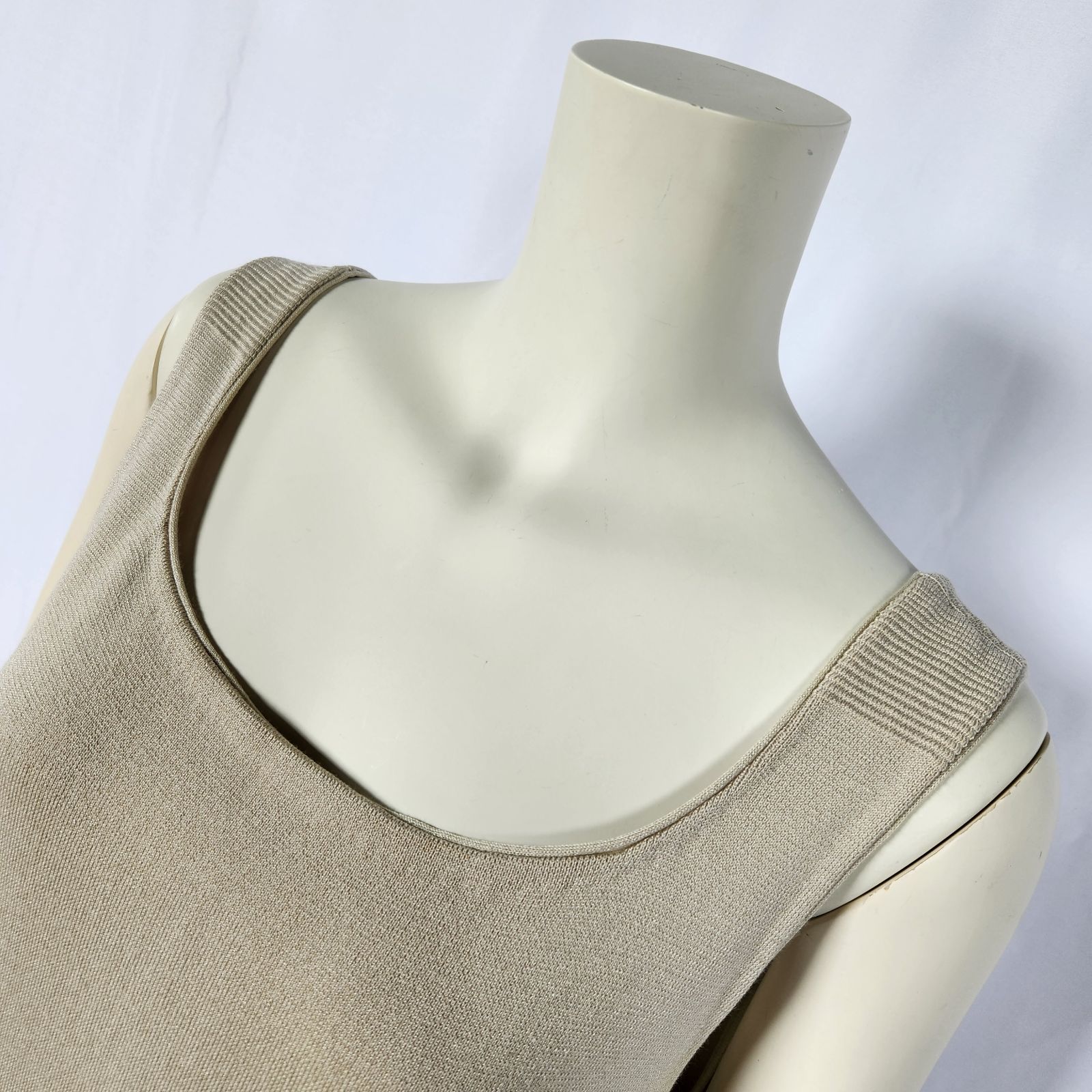 AGNONA アニオナ　ベージュ ノースリーブ チュニック　ワンピース アニオナ AGNONA made in itary コットンニットワンピース