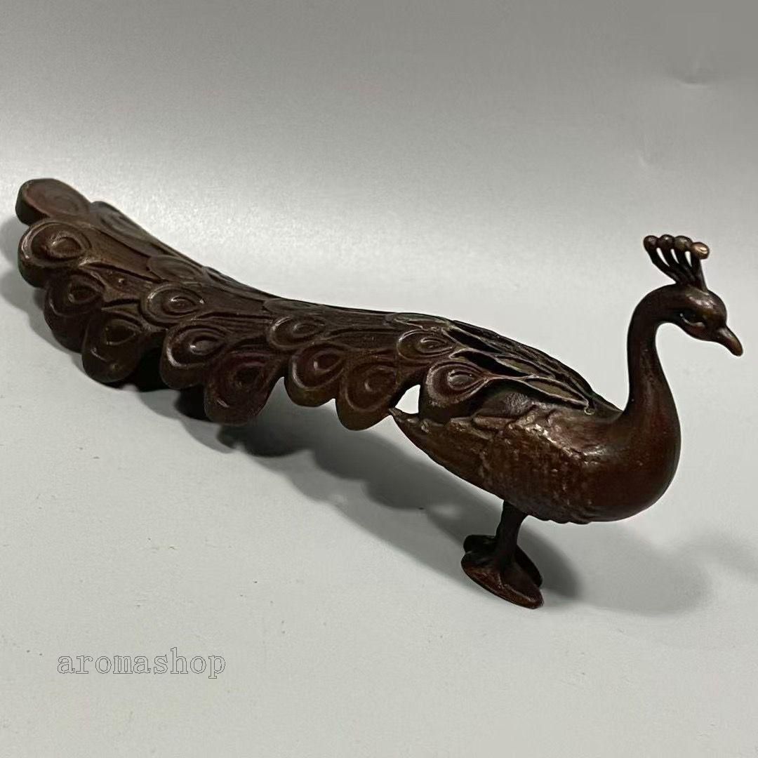 銅器 孔雀 装飾品 工芸品 置物 銅器 孔雀百鳥之王 富貴吉祥 鎮宅納福 鎮紙 鎮尺 筆架 工芸品