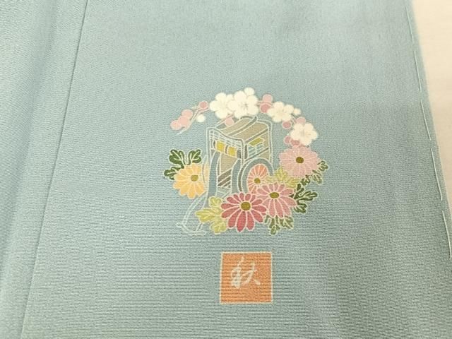 平和屋着物○訪問着 友禅 作家物 草花文 やまと誂製 正絹 逸品 未使用