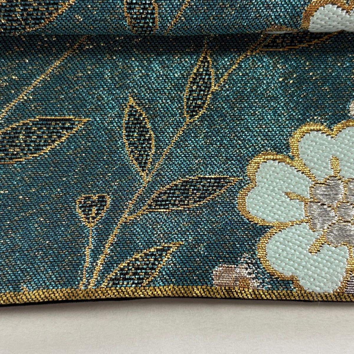 袋帯 秀品 草花 桜 金糸 箔 青黒 六通 正絹 【中古】 - メルカリ