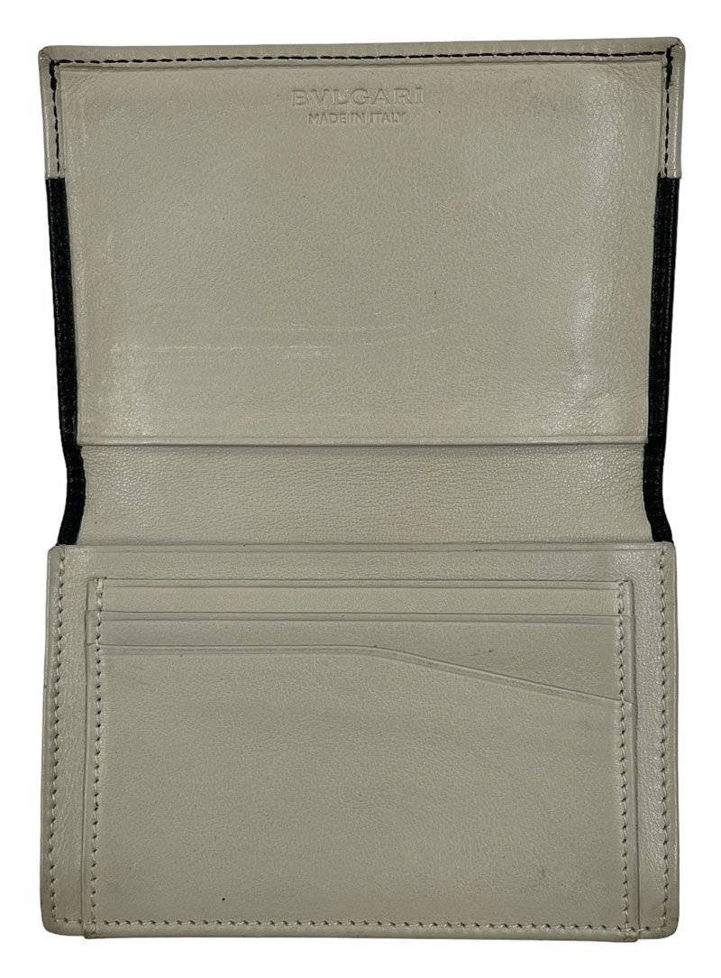 ブルガリ カードケース 二つ折り ブラック バイカラー レザー 黒 ロゴ  