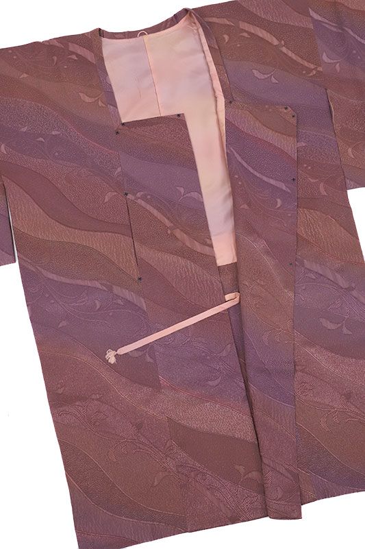  道行コート 正絹 リサイクル 羽織 着物 スリーシーズン 紫 茶 唐草 道長取り 礼装用 フォーマル 長羽織 春 夏 秋 No.i 3-0669 羽織 着物 浴衣