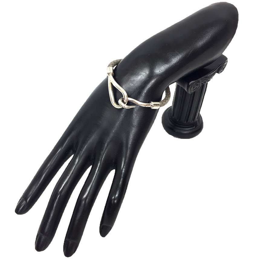 HERMES エルメス ジャンボブレスレット 編み込みレザー トレッセ