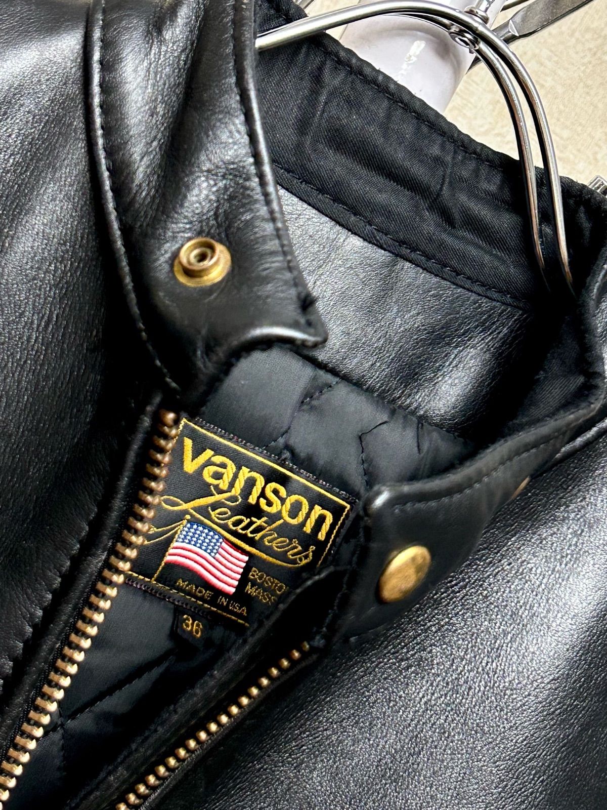 [USA製/ヴィンテージ]VANSON シングルライダース 36 TALON 黒 オールドモデルTALONジッパー王者vanson〉オールドモデルU.S.A.製TALON