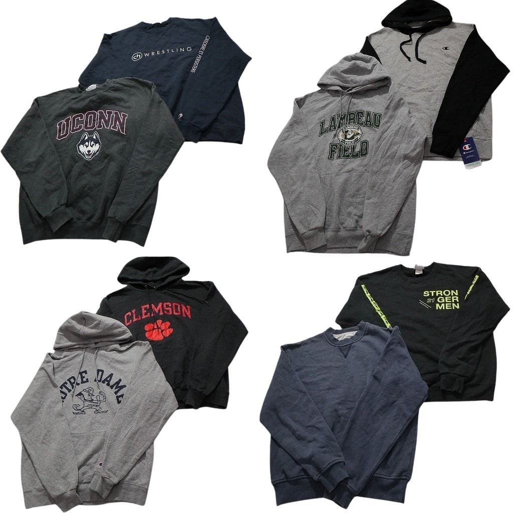 古着卸 まとめ売り チャンピオン Champion スウェット 8枚セット メンズ M |L カレッジ風 三段ロゴ デッドストック 古着 NC3923