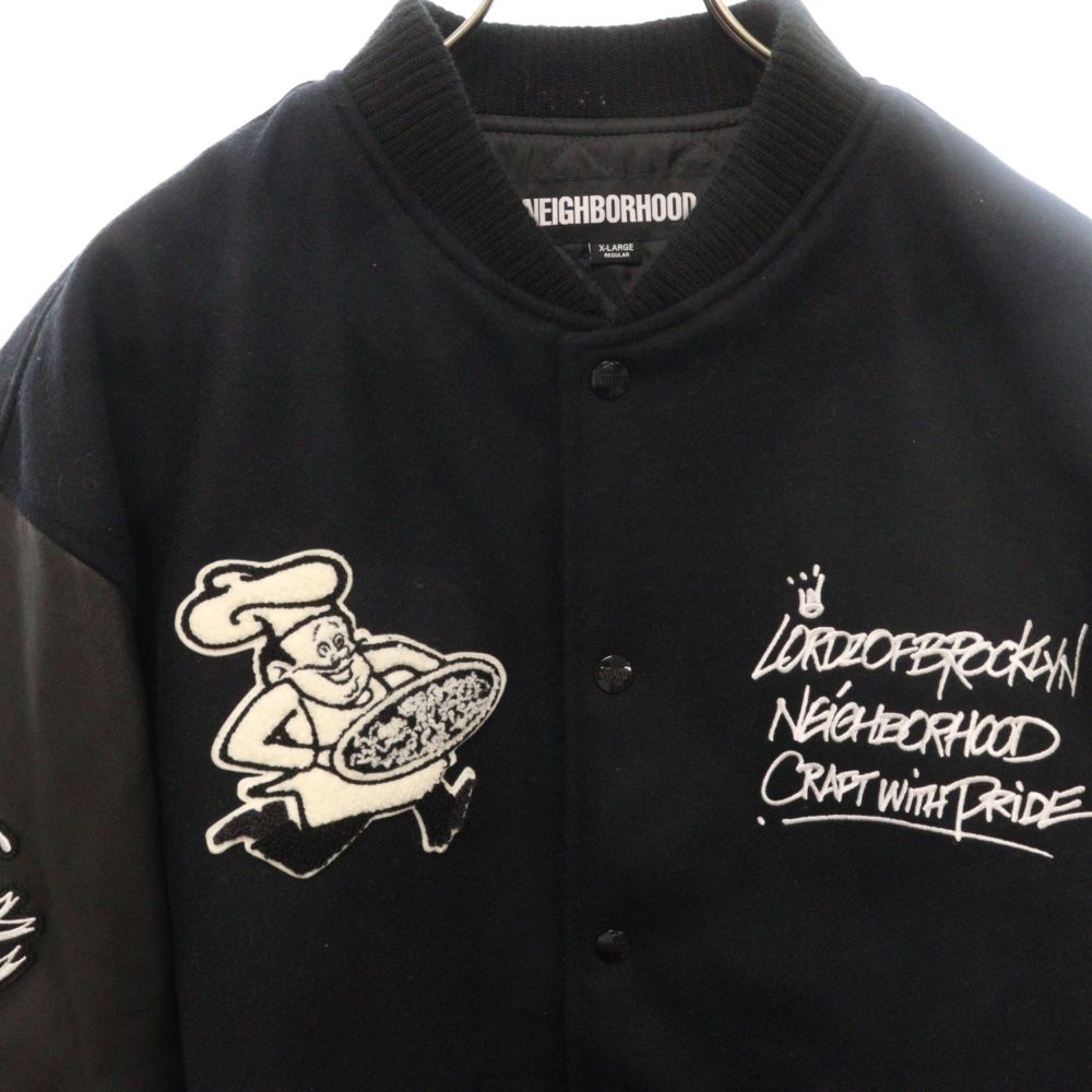 NEIGHBORHOOD (ネイバーフッド) 23AW LORDZ OF BROOKLYN STADIUM JACKET ロータスオブブルックリン スタジアムジャケット ブラック 232SZNH-JKM01S