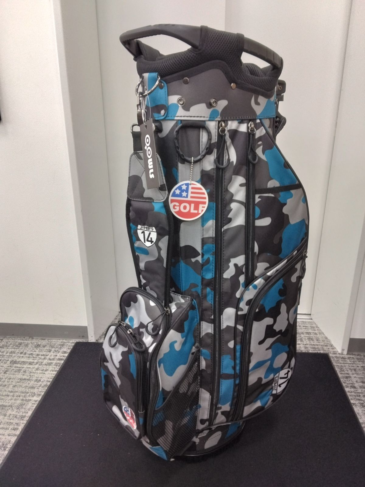 新品未使用品】OOWLS 14分割 ブルーカモ スタンドキャディバッグ
