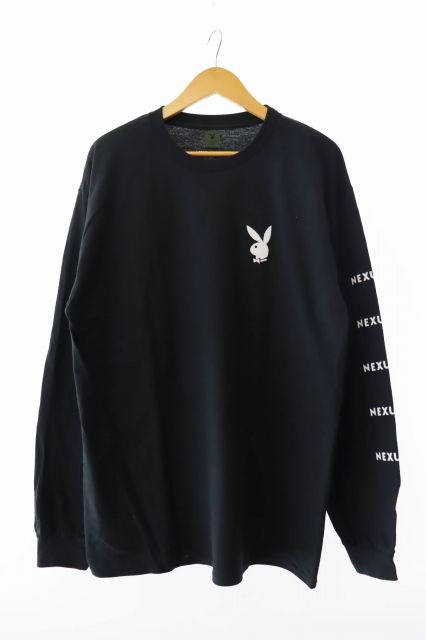 ネクサスセブン NEXUS7 NEXUSVII ×PLAYBOY プレイボーイ PLAYBOY L|S TEE BLACK 長袖Tシャツ ROA-NGS-LT0A L 黒 ブラック ブランド古着ベクトル ● 250927