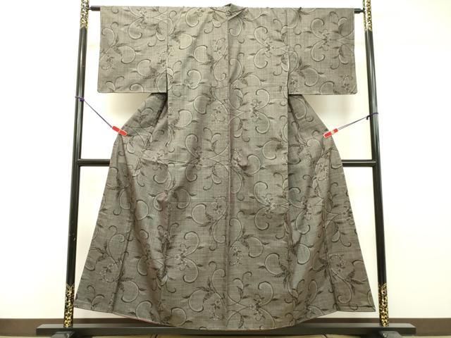 平和屋着物●本場大島紬　7マルキ　草花文　正絹　逸品　未使用　DAAS2177tw 平和屋着物○本場大島紬 7マルキ 草花文 正絹 逸品 未使用 DAAS2177tw