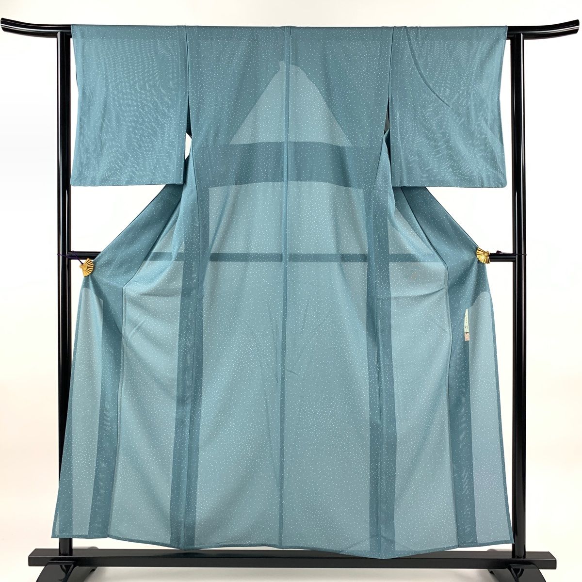 小紋 身丈156.5cm 裄丈61.5cm S 薄物 川村久太郎 絽 落款 花びら 水色  