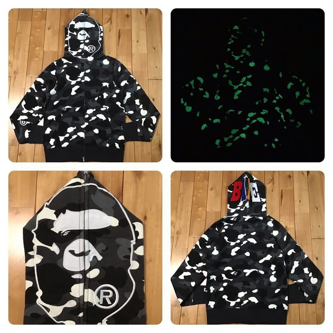 ☆蓄光☆ City camo APE head full zip Hoodie Sサイズ a bathing ape 