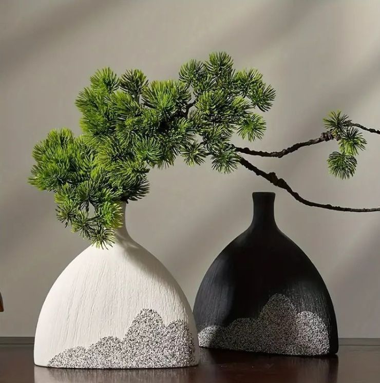 花瓶 花器 おしゃれインテリア 和 モダン モノトーン 幾何学 フラワー