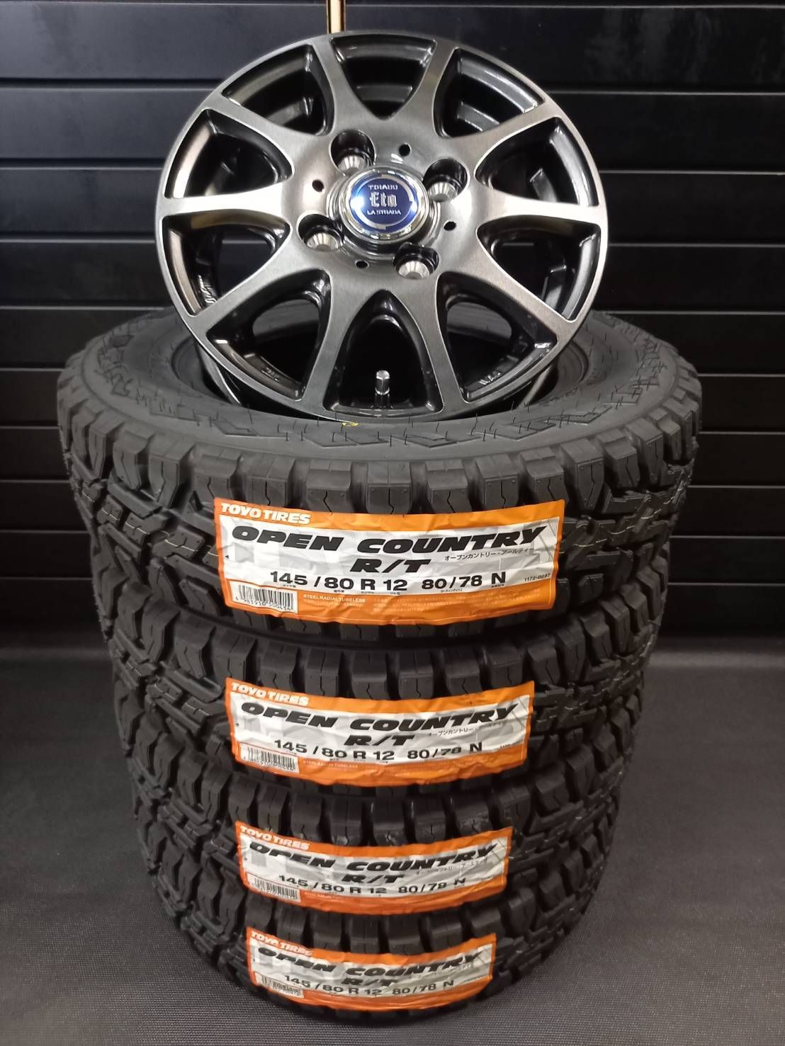 製 トーヨー オープンカントリー R T 145 80R12 80 78 TIRADO ETA 4本 55000円● ハイゼット●アトレー●ピクシス●キャリー●エブリイ バン ラジアルタイヤ アルミホイール 4本SET 145R12 6PR相当