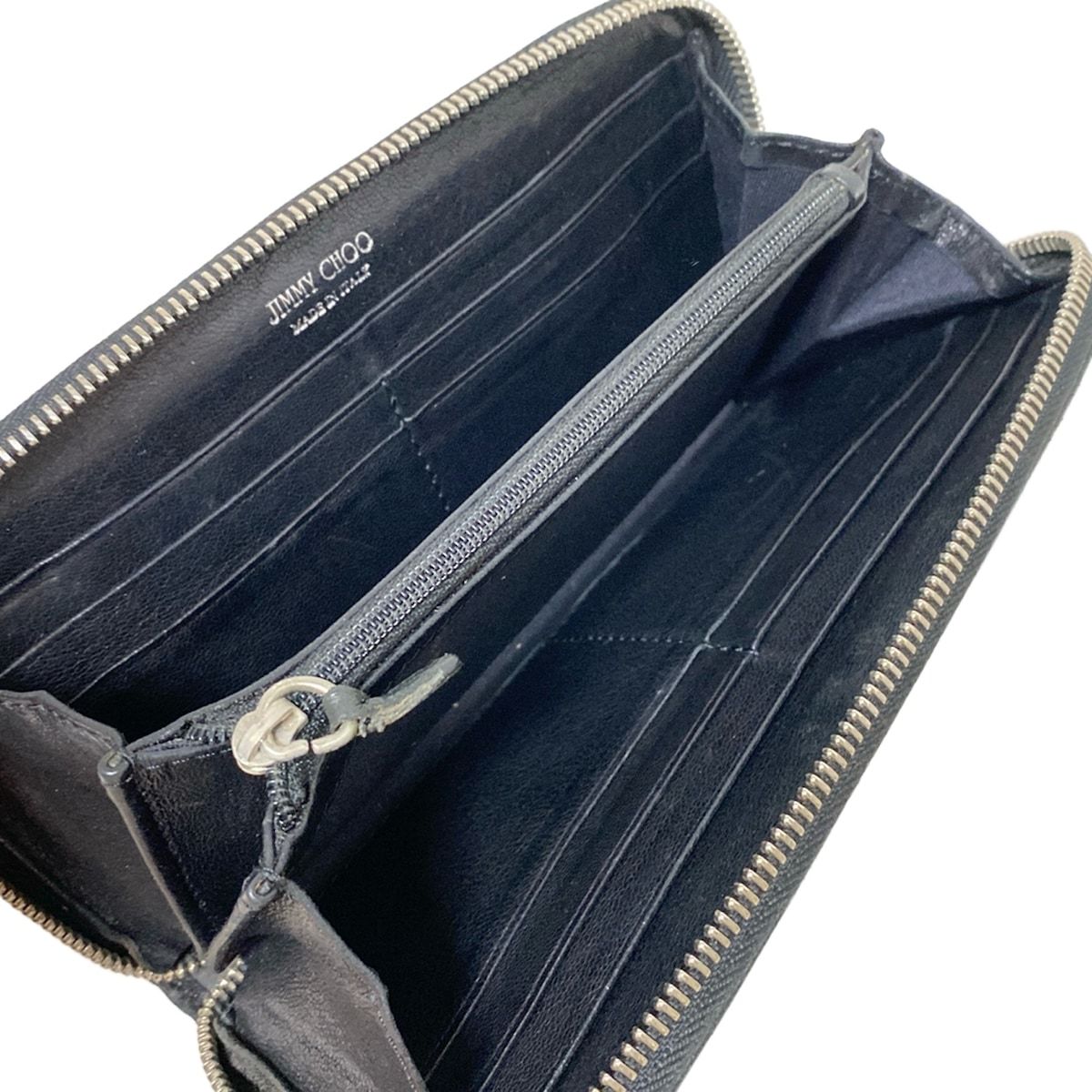 新品✨JIMMY CHOO 長財布　フィリッパ　レザー　スタースタッズ JIMMY CHOO(ジミーチュウ) 長財布 フィリッパ 黒×シルバー